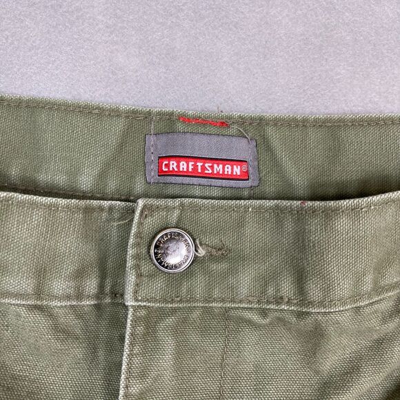 CRAFTSMAN Shorts Men's 42 Work Cargo Pockets Heavy Duty Rugged Canvas Green - Picture 4 of 11